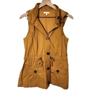 Maurices Womens Small Hooded Sleeveless Button Front Adjustable Cinch Waist Vest